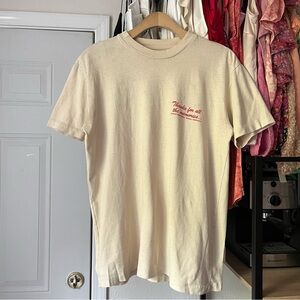 GENERAL ADMISSION cream ivory logo graphic crew neck short sleeve‎ tshirt